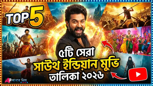 সেরা ৫টি সাউথ ইন্ডিয়ান মুভির পোস্টার কোলাজ ২০২৬