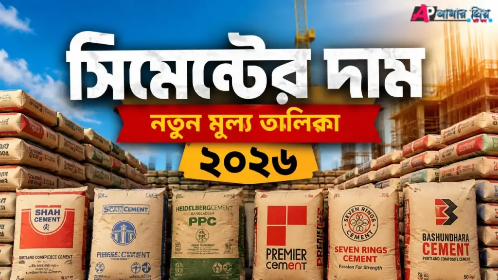 ২০২৬ সালের আজকের সিমেন্টের দাম, শাহ, হোলসিম, বসুন্ধরা সহ সকল ব্র্যান্ডের আপডেট বাজার দর।