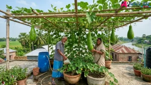 ছাদে সবজি ও ফল চাষের দৃশ্য