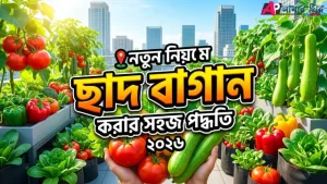 ছাদে সবজি ও ফল চাষের দৃশ্য