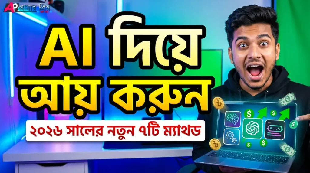 AI দিয়ে আয় করার উপায় ২০২৬ ঘরে বসে অনলাইন ইনকাম গাইড